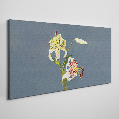 Tableau sur toile Fleurs sur fond bleu