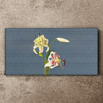 Tableau sur toile Fleurs sur fond bleu