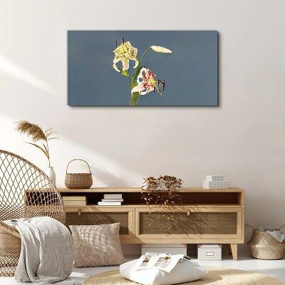 Tableau sur toile Fleurs sur fond bleu
