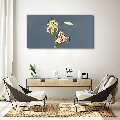 Tableau sur toile Fleurs sur fond bleu