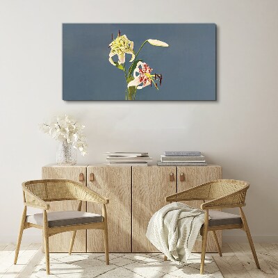 Tableau sur toile Fleurs sur fond bleu