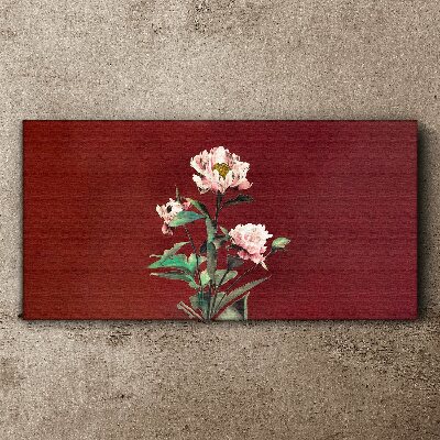 Tableau imprimé sur toile Fleurs sur fond rouge