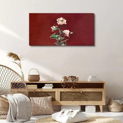 Tableau imprimé sur toile Fleurs sur fond rouge