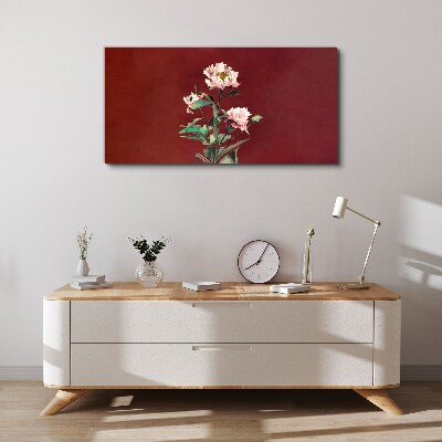 Tableau imprimé sur toile Fleurs sur fond rouge