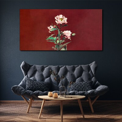Tableau imprimé sur toile Fleurs sur fond rouge