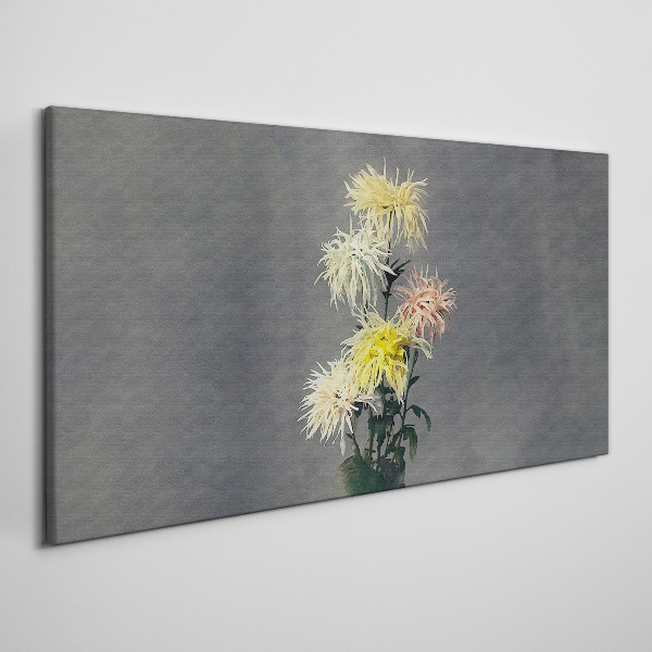 Tableau toile imprimée Fleurs sur fond gris