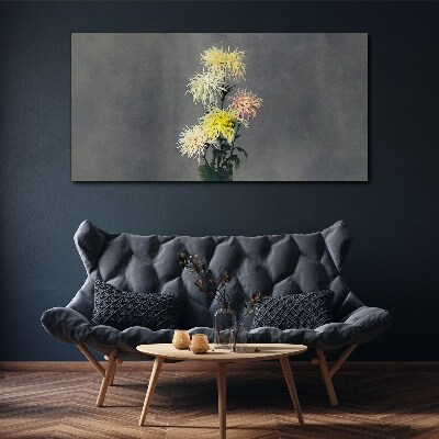 Tableau toile imprimée Fleurs sur fond gris