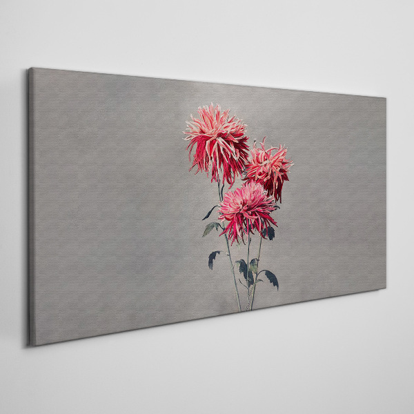 Tableau imprimé sur toile Fleurs roses sur fond gris