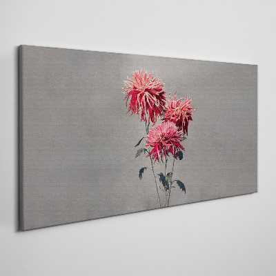 Tableau imprimé sur toile Fleurs roses sur fond gris