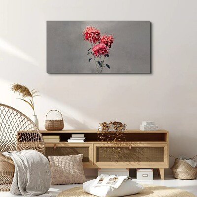 Tableau imprimé sur toile Fleurs roses sur fond gris