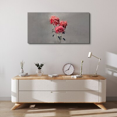 Tableau imprimé sur toile Fleurs roses sur fond gris