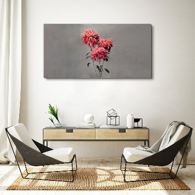 Tableau imprimé sur toile Fleurs roses sur fond gris