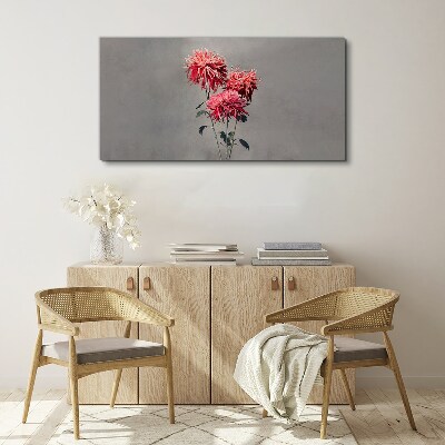 Tableau imprimé sur toile Fleurs roses sur fond gris