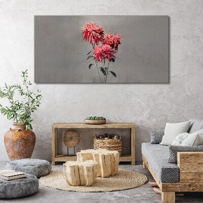 Tableau imprimé sur toile Fleurs roses sur fond gris