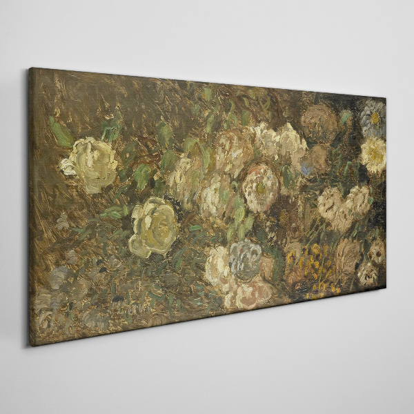 Tableau toile imprimée Un paysage floral aux tons terreux