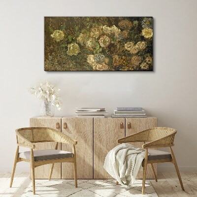 Tableau toile imprimée Un paysage floral aux tons terreux