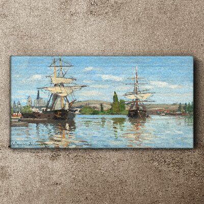 Tableau sur toile Voiliers sur le fleuve