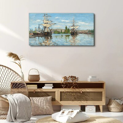 Tableau sur toile Voiliers sur le fleuve