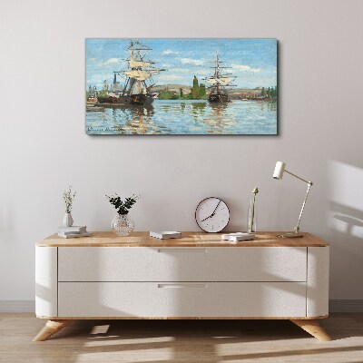 Tableau sur toile Voiliers sur le fleuve