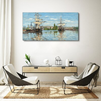 Tableau sur toile Voiliers sur le fleuve