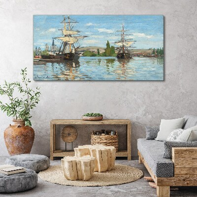 Tableau sur toile Voiliers sur le fleuve