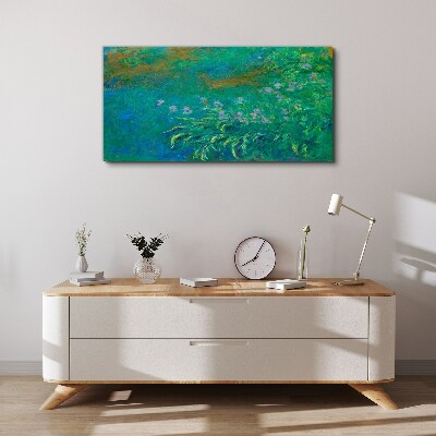 Tableau sur toile Paysage vert avec des fleurs