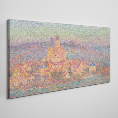 Tableau sur toile Paysage brumeux avec un château