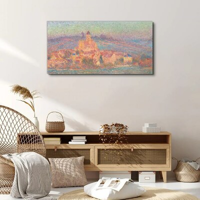 Tableau sur toile Paysage brumeux avec un château