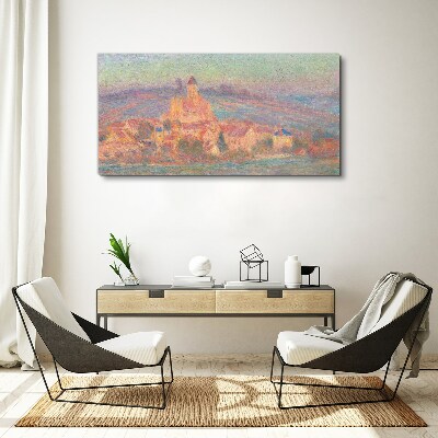 Tableau sur toile Paysage brumeux avec un château