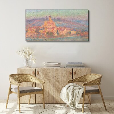 Tableau sur toile Paysage brumeux avec un château