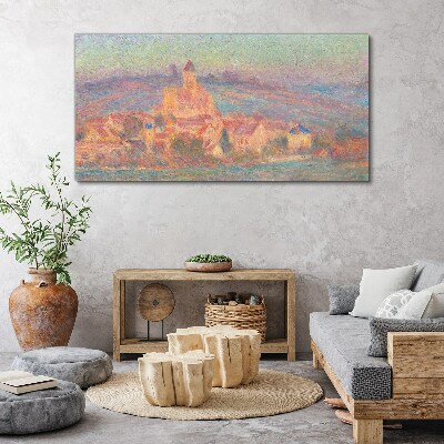 Tableau sur toile Paysage brumeux avec un château