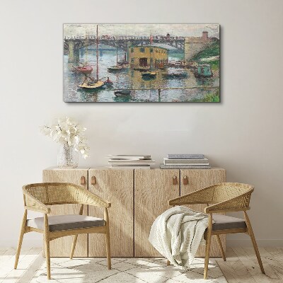 Tableau toile imprimée Un port tranquille aux couleurs pastel