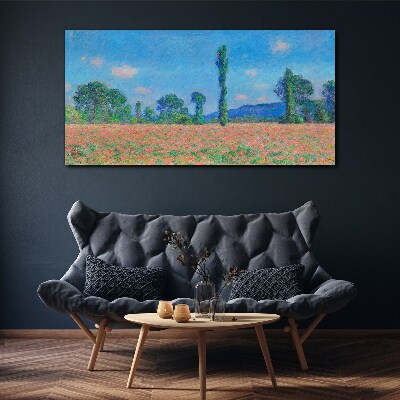 Tableau sur toile Un champ de fleurs sous un ciel bleu