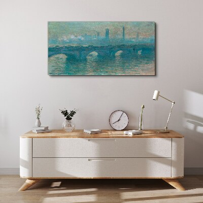 Tableau toile imprimée Les ponts de Londres dans le brouillard