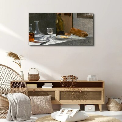 Tableau imprimé sur toile Nature morte avec bouteilles et verre