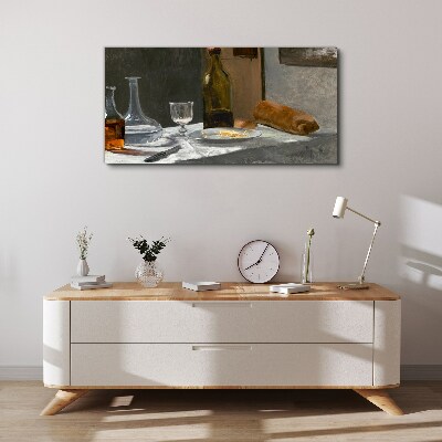 Tableau imprimé sur toile Nature morte avec bouteilles et verre