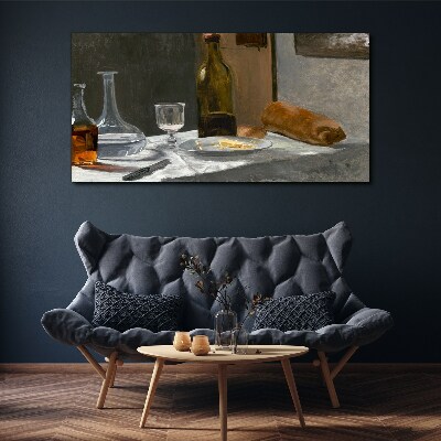 Tableau imprimé sur toile Nature morte avec bouteilles et verre