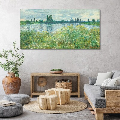 Tableau toile imprimée Vue sur la rivière dans la verdure