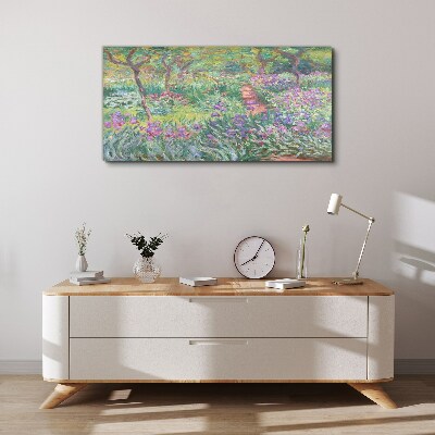 Tableau imprimé sur toile Jardin fleuri au soleil printanier