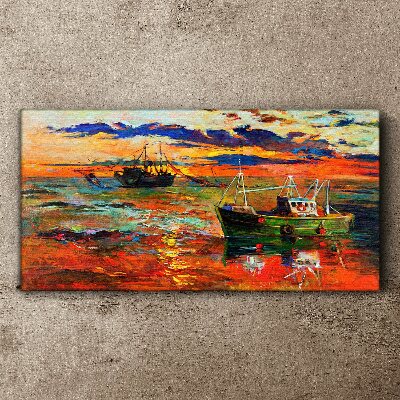 Tableau toile imprimée Coucher de soleil sur la mer