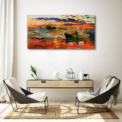 Tableau toile imprimée Coucher de soleil sur la mer