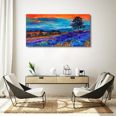 Tableau sur toile Paysage coloré au coucher du soleil
