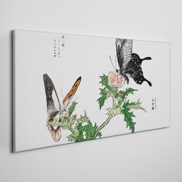 Tableau imprimé sur toile Papillons sur fond de végétation