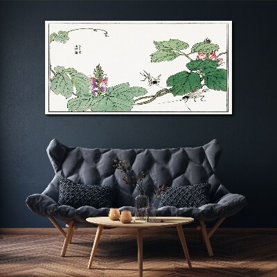 Tableau toile imprimée Fleurs et insectes en harmonie