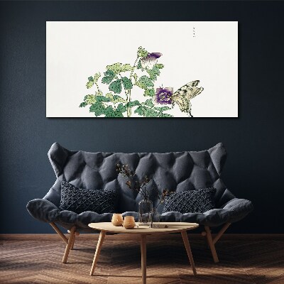 Tableau imprimé sur toile Harmonie florale avec un papillon