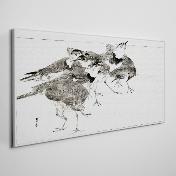 Tableau imprimé sur toile Une volée d'oiseaux sur fond blanc