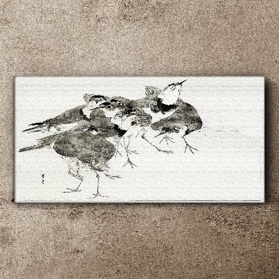 Tableau imprimé sur toile Une volée d'oiseaux sur fond blanc