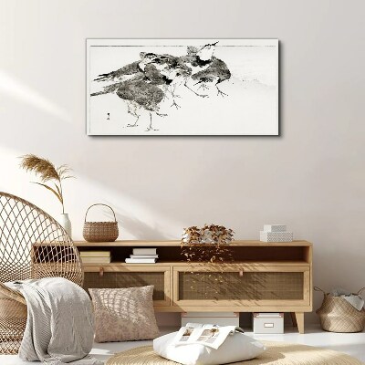 Tableau imprimé sur toile Une volée d'oiseaux sur fond blanc