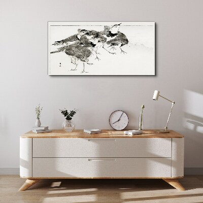 Tableau imprimé sur toile Une volée d'oiseaux sur fond blanc