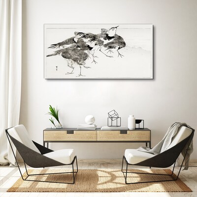 Tableau imprimé sur toile Une volée d'oiseaux sur fond blanc